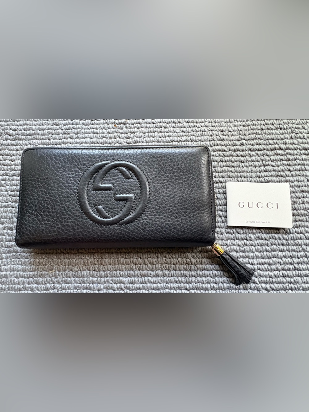 GUCCI Soho Tassel Long Wallet in Black